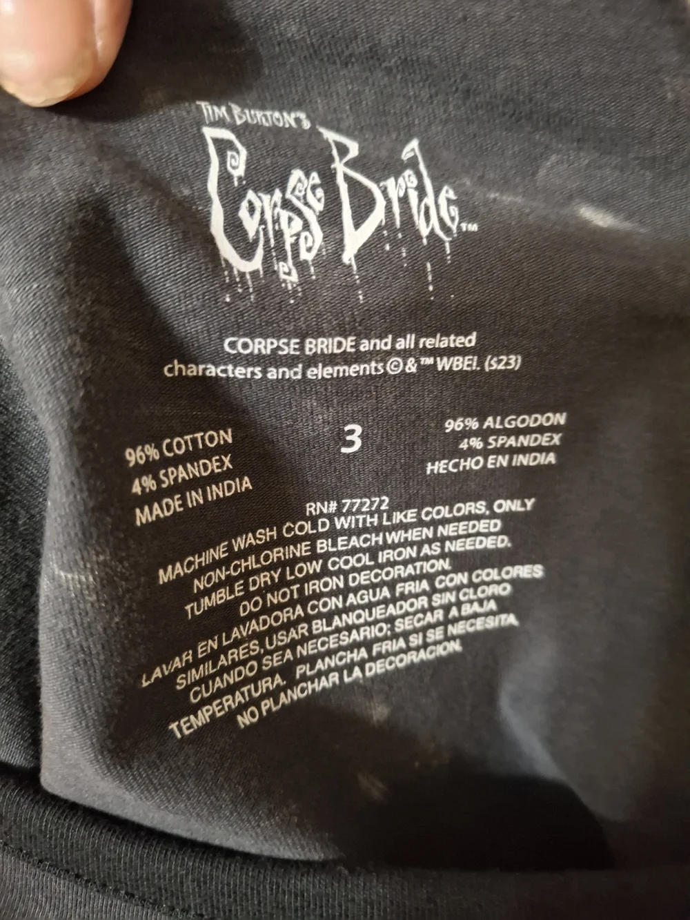 Corpse Bride Emily Mineral Wash Girls Crop Cami - Picture 3 of 4